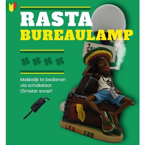 Tweedekans Wiet accesoires rastafari bureaulamp – grappige reggae rasta weed accessoires lamp op kast 33 cm hoog 1,5 m. snoer inclusief schakelaar | GerichteKeuze