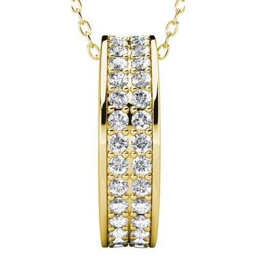 Tweedekans Yolora Dames Ketting met Hanger - Kalpa Camaka Kristallen - Goudkleurig - 18K Geelgoud Verguld - Vrouwen Collier Goud - Sieraden - Halsketting - Luxe Giftbox - Geschenkdoos - Cadeau doos - Exclusieve Geschenkverpakking - Mooie Cadeauverpakking