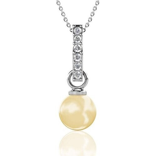 Tweedekans Yolora Ketting – Kalpa Camaka Parel & Kristallen – Zilverkleurig – 18K Witgoud Verguld – Luxe Giftbox