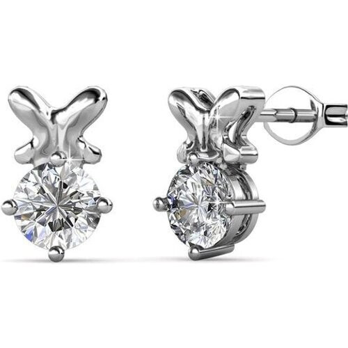Tweedekans Yolora Dames Oorbellen met Kalpa Camaka Kristallen - Zilver kleurig - 18K Witgoud Verguld - Oorknoppen - Moederdag Cadeautje