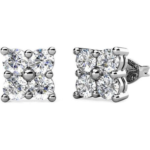 Tweedekans Yolora Dames Oorbellen met Kalpa Camaka Kristallen - Zilver kleurig - 18K Witgoud Verguld