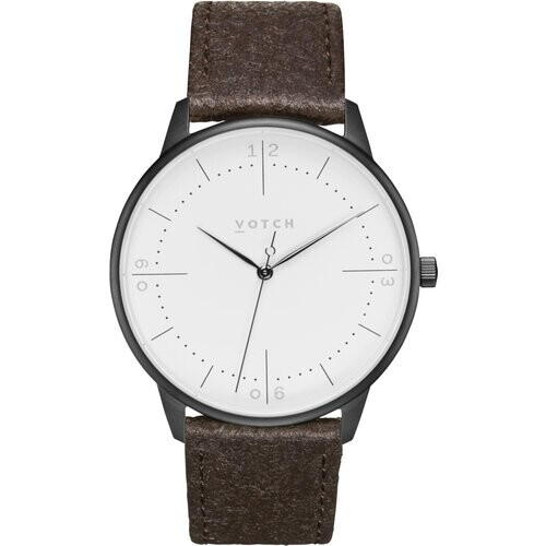 Votch mannen vegan Horloge Aalto Zwart & Donkerbruin Piñatex