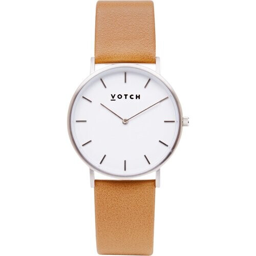 Votch mannen vegan Horloge Classic Zilver & Cognac