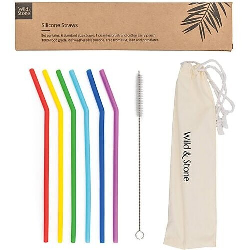 Wild & Stone Herbruikbare Silicone Rietjes - 6 Stuks