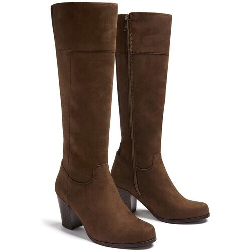 Will's Vegan Store dames vegan Kniehoge Laarzen Met Hak Donkerbruin