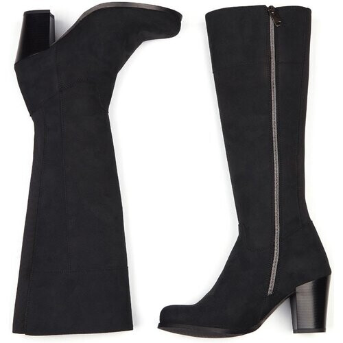 Will's Vegan Store dames vegan Kniehoge Laarzen Met Hak Zwart