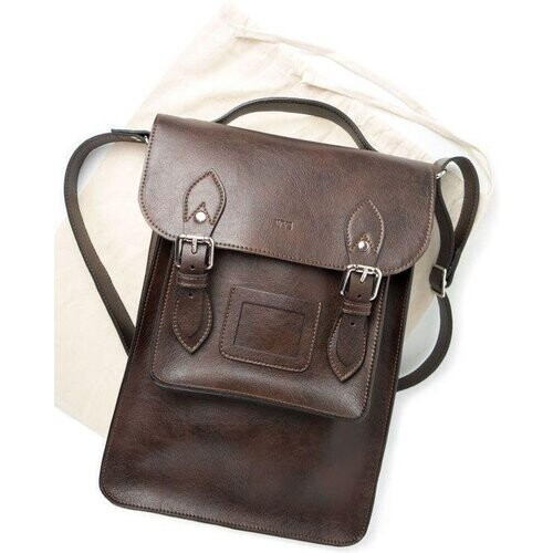 Will's Vegan Store dames vegan Rugtas Satchel Large Donkerbruin
