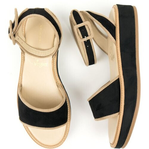 Will's Vegan Store dames vegan Sandalen Beige & Zwart