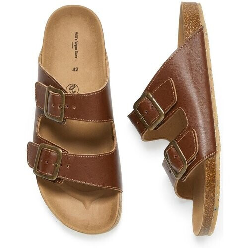 Will's Vegan Store dames vegan Sandalen Two Strap Voetbed Bruin