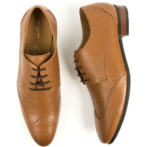 Will's Vegan Store mannen vegan Brogues Slim Sole Lichtbruin