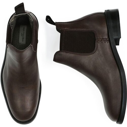Will's Vegan Store mannen vegan Chelsea Boots Waterproof Donkerbruin
