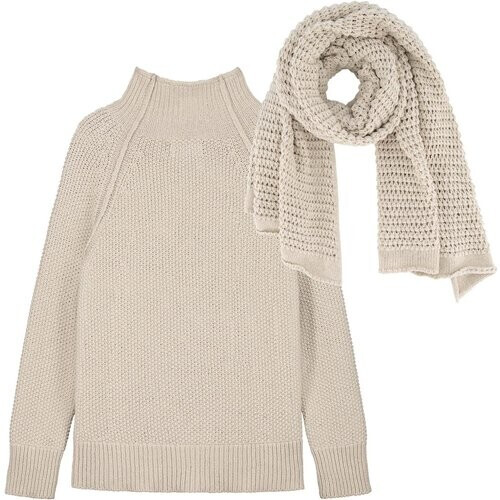 Wolf & Storm dames vegan Set Trui + Sjaal Zand