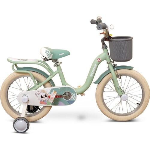 Zonix Meisjesfiets 16 Inch Pastelgroen Kinderfiets Met Zijwieltjes Voor Meisjes Van 4 Tm 6 Jaar Geschikt Voor Kledingmaat 103-118